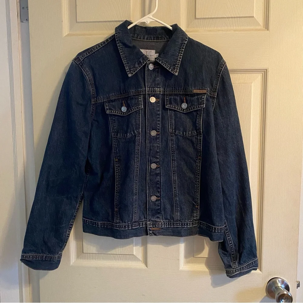 Calvin Klein Denim Jacket Size Large Like Dark Blue - Picture 2 of 9